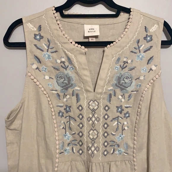 NWT Knox Rose tan linen floral tank dress XL - Picture 3 of 7